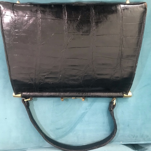 Vintage Alligator Skin Swagger  black Handbag - Picture 9 of 16